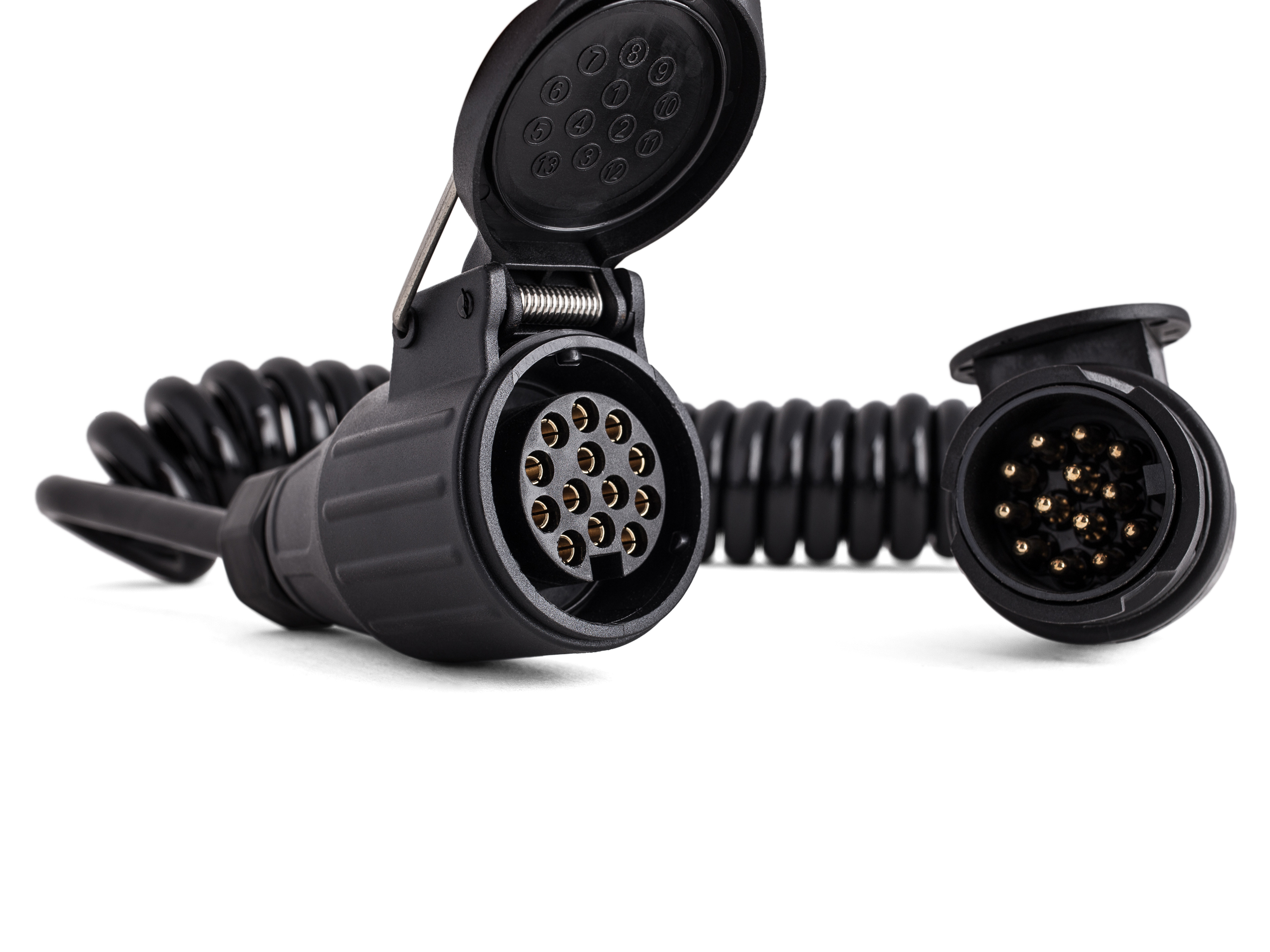 13-poliges Adapter Verlängerungskabel Spiral 12 Volt . 2,50 m lang 13-poliges Adapter Verlängerungskabel Spiral 12 Volt . 2,50 m lang