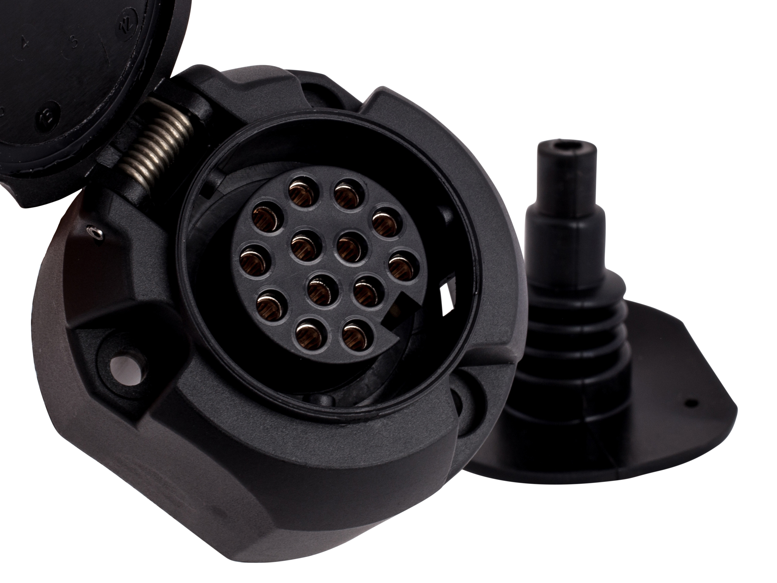 72400004-JAEGER-automotive-Steckdose-12-Volt-13-Pol-Schraubanschluss-mechanisch-NSLA-mit-Dichtung-Abgang-gerade-2 Trailer socket 13-pin 12 volt car, screw connection, without switch-off contact for NSL