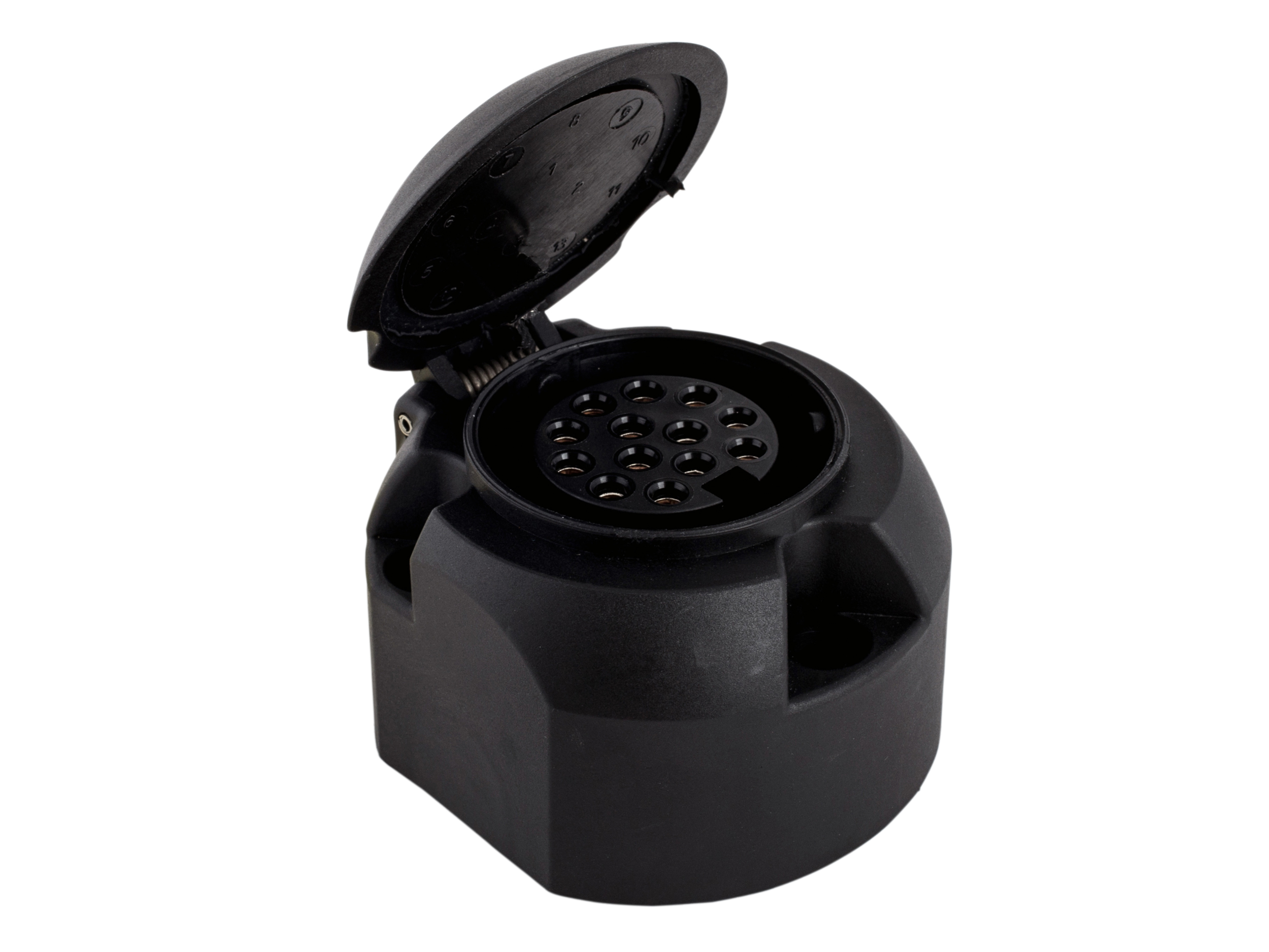 72400058-JAEGER-automotive-Steckdose-12-Volt-13-Pol-Schraubanschluss-1-Microschalter Trailer socket 13-pin 12 volt car, screw connection, 1x micro switch