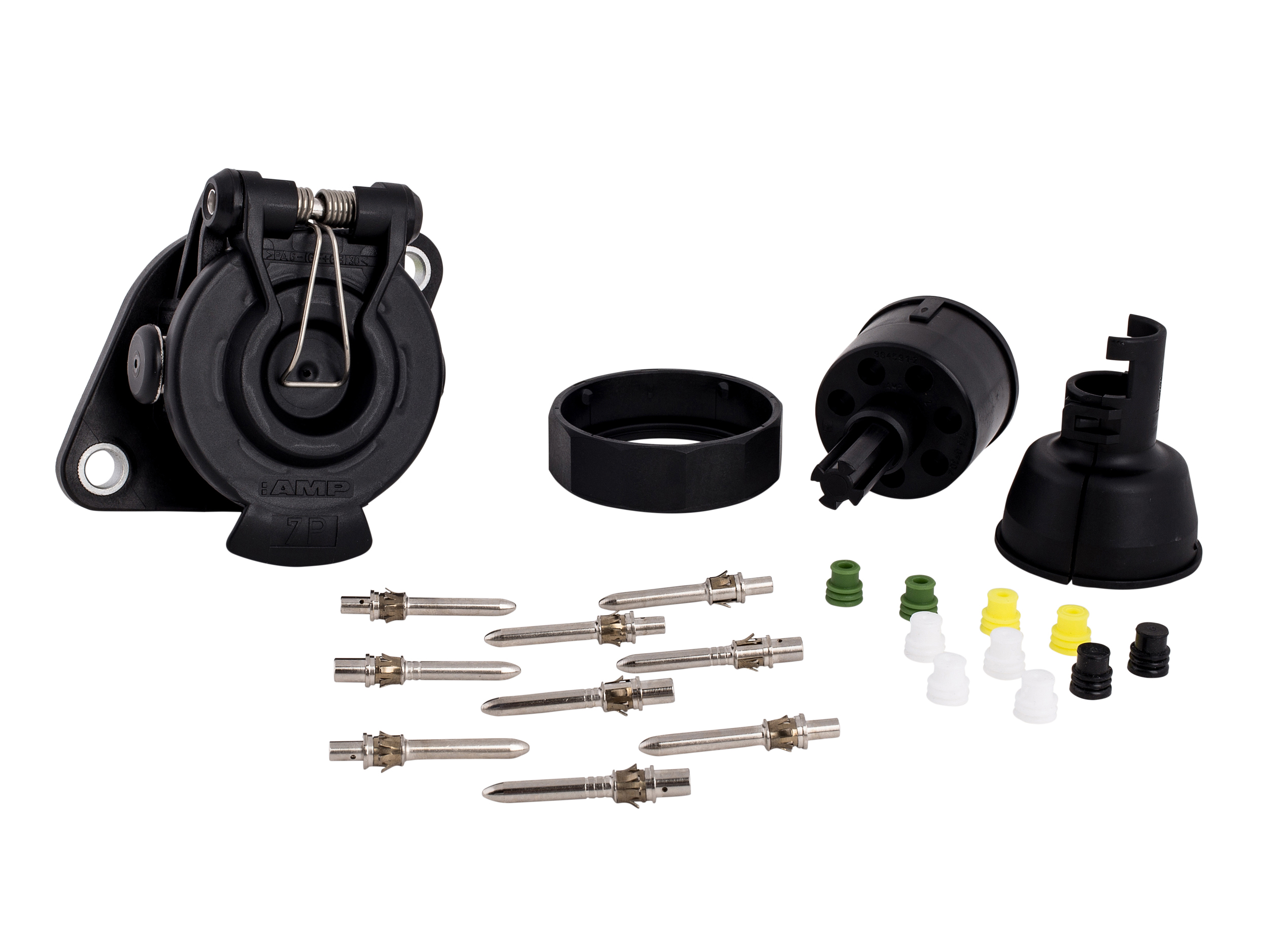55400006-JAEGER-automotive-Steckdose-24V-ABS-7-polig-C-NI-Leitung-Wellrohr-gerader-Abgang 7-pin 24 volt socket, ADR / GGVS compatible