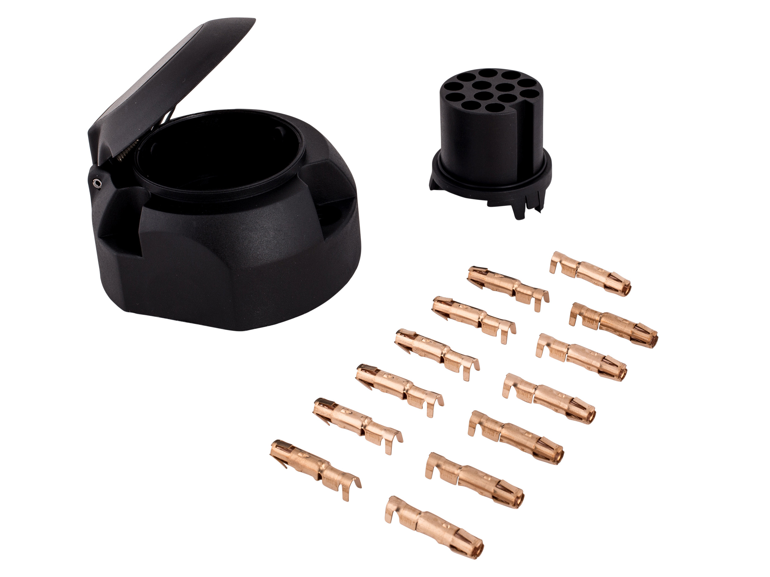 72400020-JAEGER-automotive-Steckdose-12-Volt-13-Pol-C-NI-ohne-Mikroschalter Trailer socket 13-pin 12 volt car, JAEGER automotive EasyPin, without micro switch
