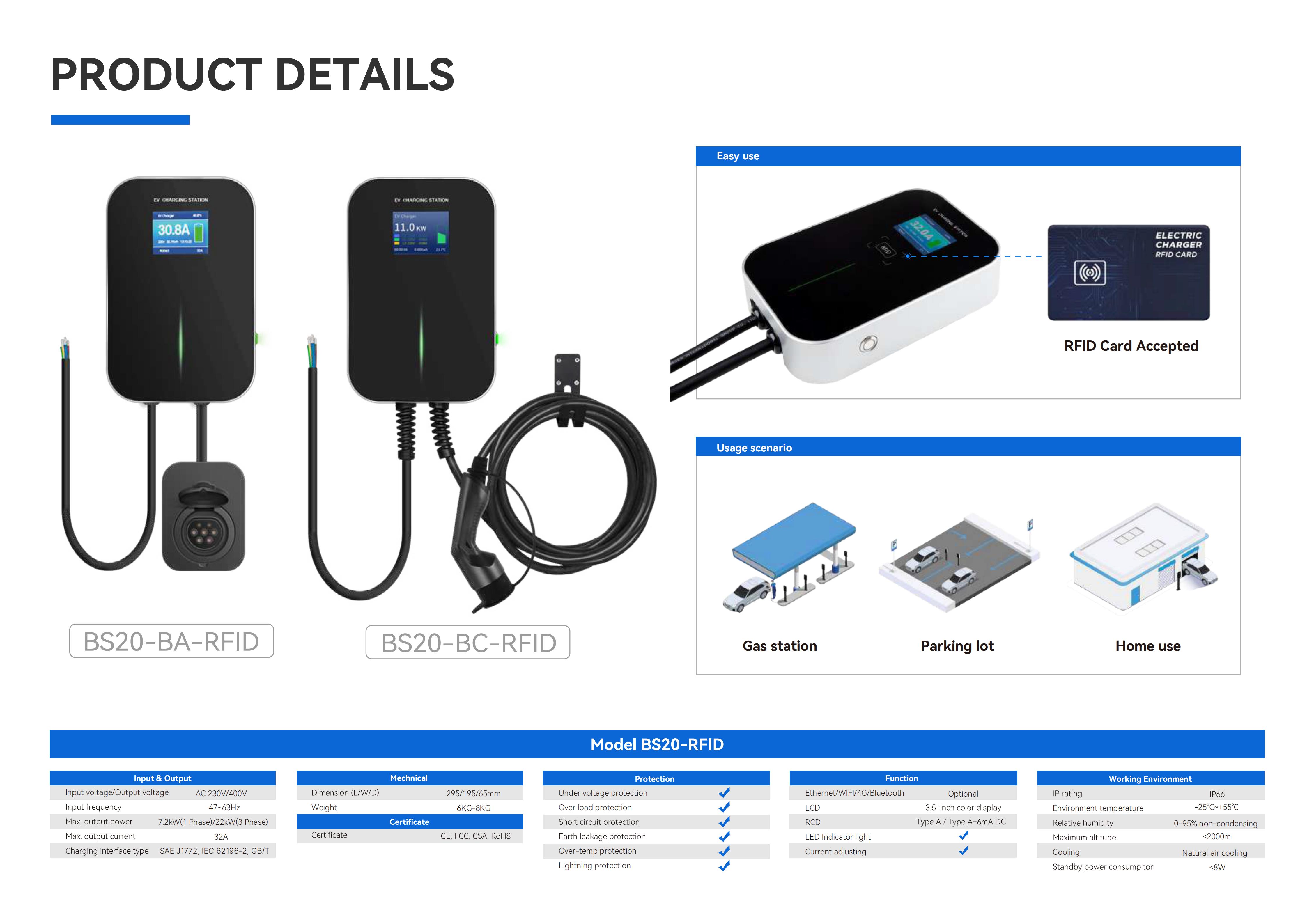 Wallbox Besen, 11KW und 22KW RFID CARD