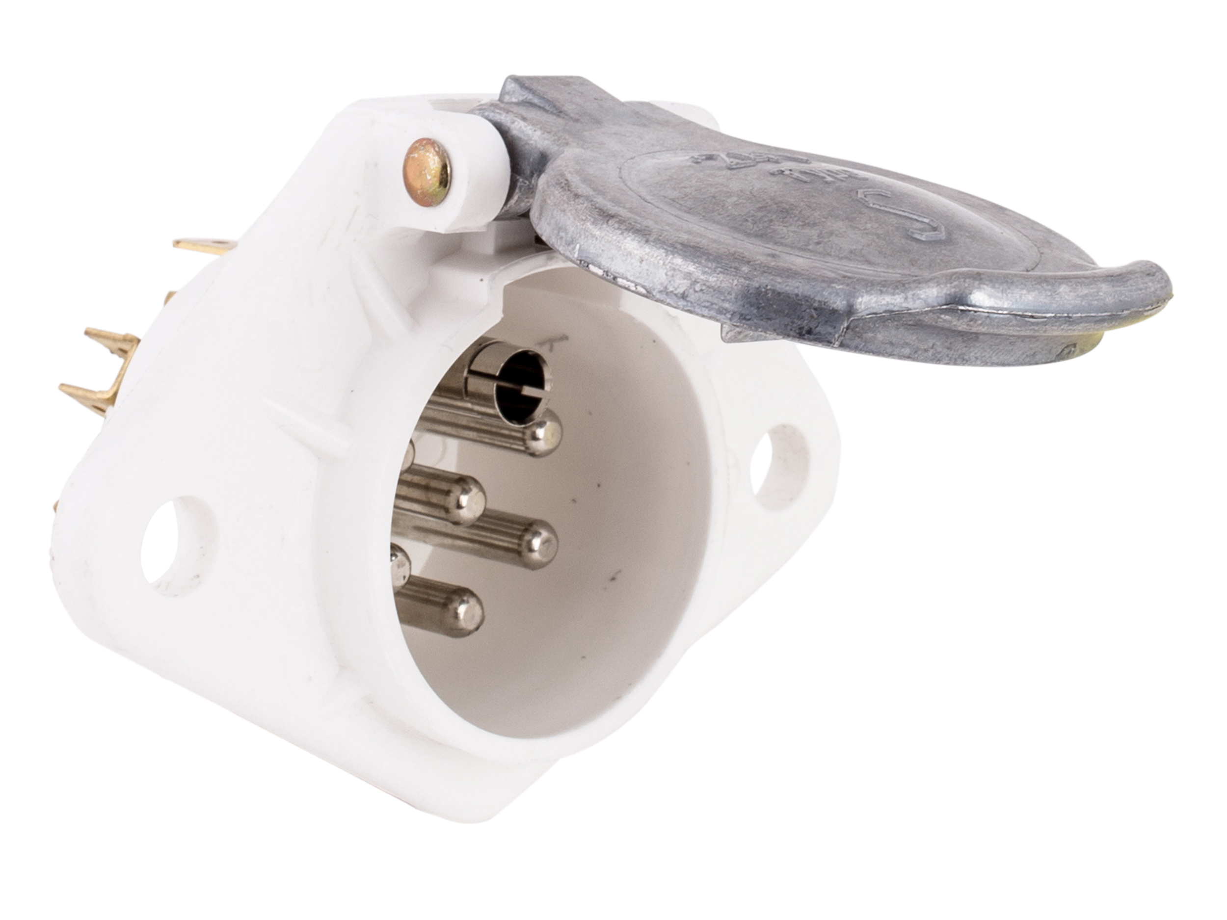 74400014-JAEGER-automotive-Steckdose-24V-7P-Z-Kunststoff-Flachsteckanschluss-5x-2fach-2x-3fach-Deckel-ALU JAEGER automotive Steckdose 7-polig 24 Volt ISO 3731 Flachsteckanschluss zweifach dreifach