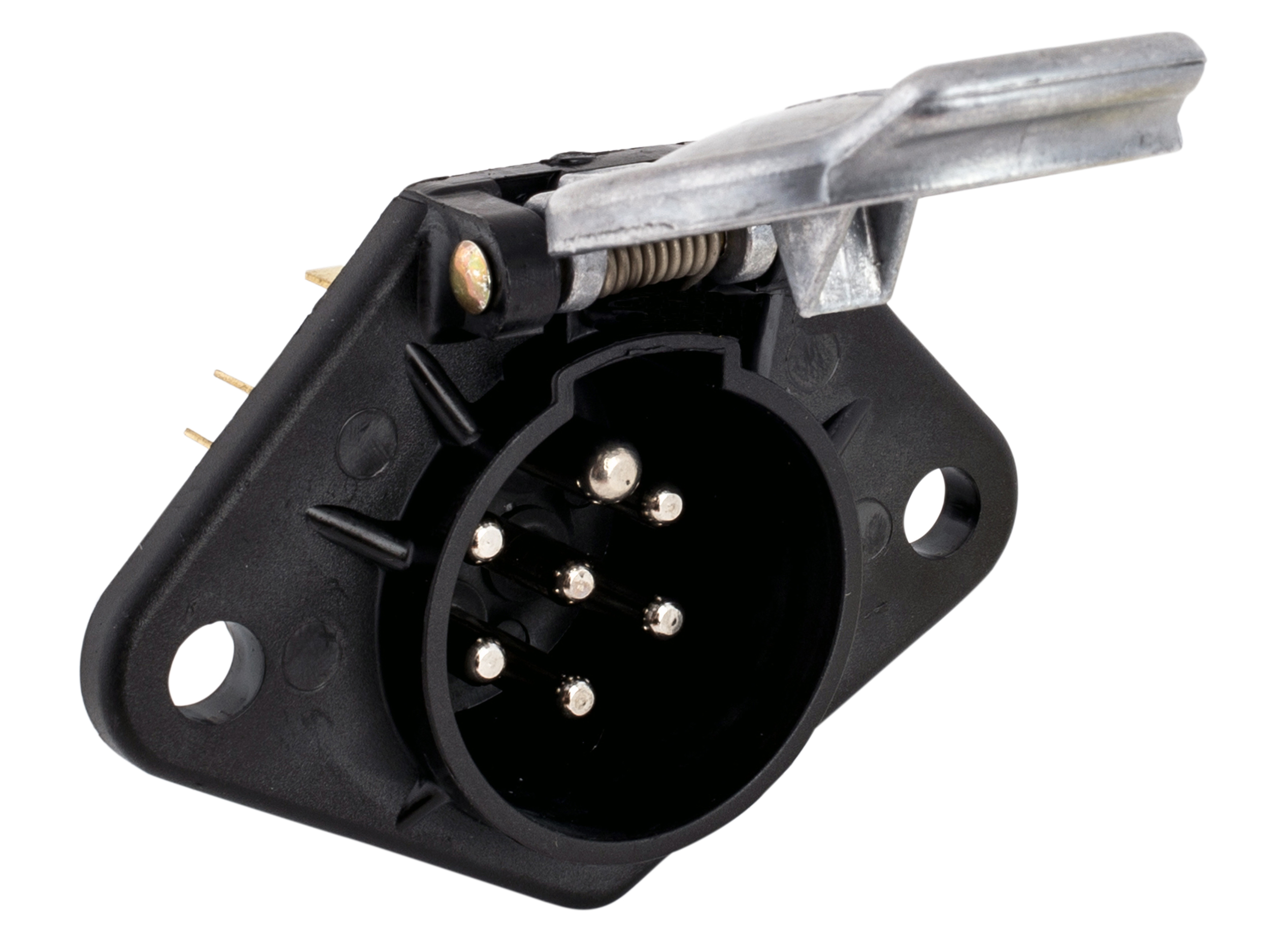 74400013-JAEGER-automotive-Steckdose-24V-7P-N-Kunststoff-Flachsteckanschluss-5x-2fach-2x-3fach-Deckel-ALU Steckdose 7-polig 24 Volt, ISO 1185, Flachsteckanschluss zweifach, dreifach