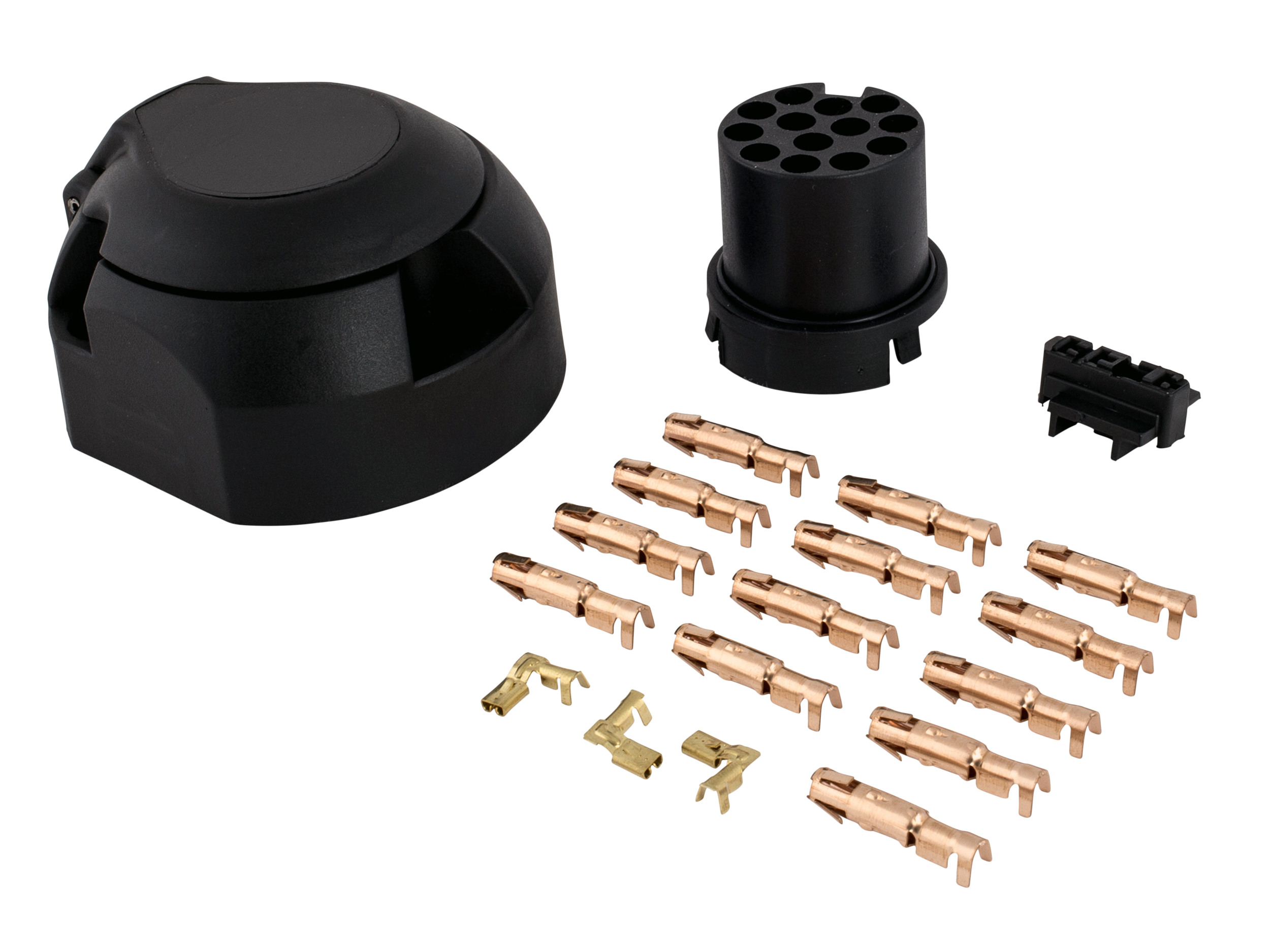 Anhängersteckdose 13-polig 12 Volt PKW, JAEGER automotive EasyPin,1x Mirkoschalter