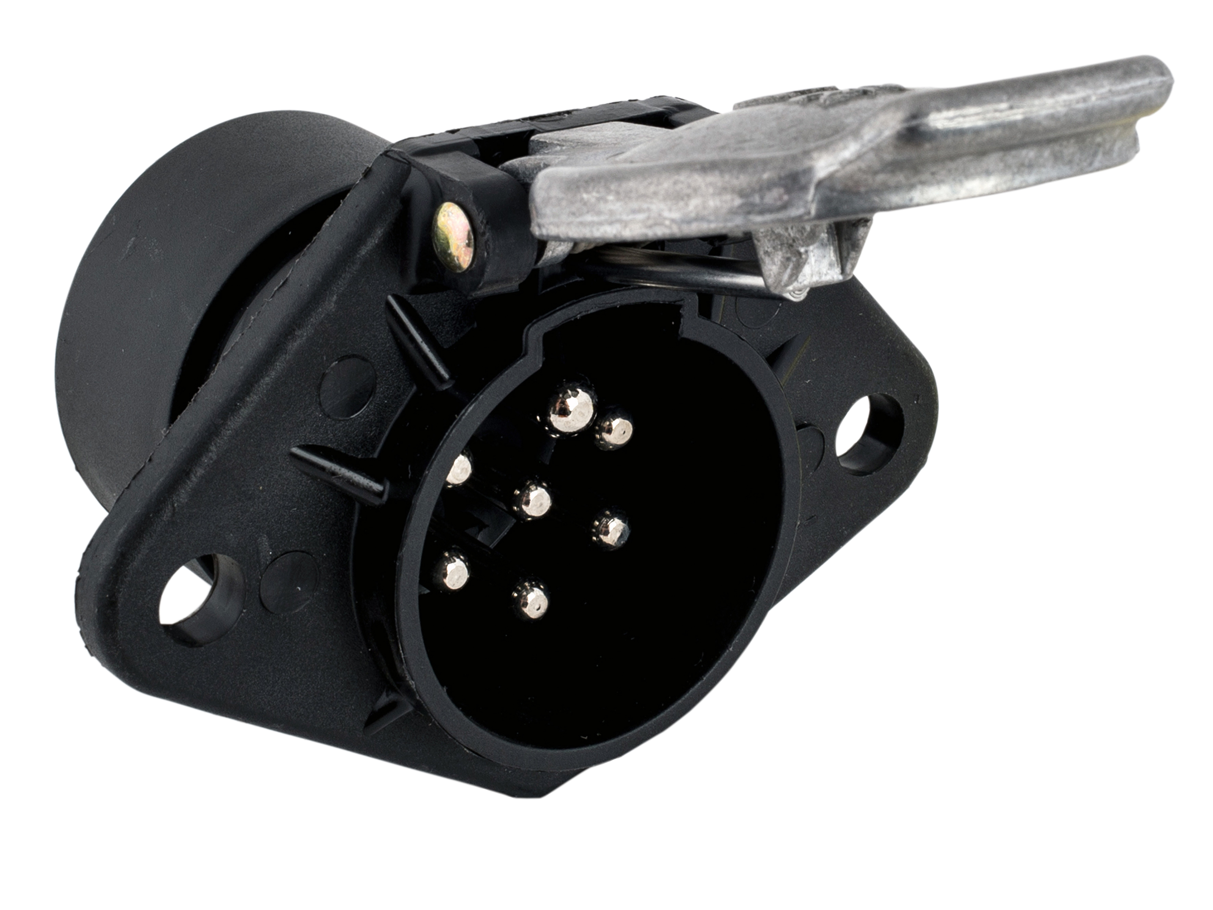 74400008-JAEGER-automotive-Steckdose-24-Volt-7-Pol-N-Kunststoff-Flachsteckanschluss-Deckel-ALU-r-ckw-rtiger-Geh-useaufsatz Steckdose 7-polig 24 Volt, ISO 1185, Flachsteckanschluss, rückwärtiger Gehäuseaufsatz