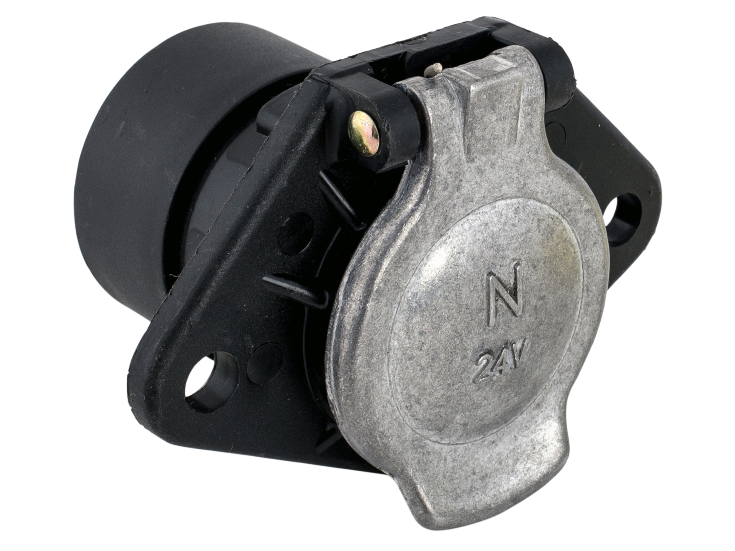 74400008-JAEGER-automotive-Steckdose-24-Volt-7-Pol-N-Kunststoff-Flachsteckanschluss-Deckel-ALU-r-ckw-rtiger-Geh-useaufsatz-2 7-pin 24 volt socket, ISO 1185, flat connector, rear housing attachment