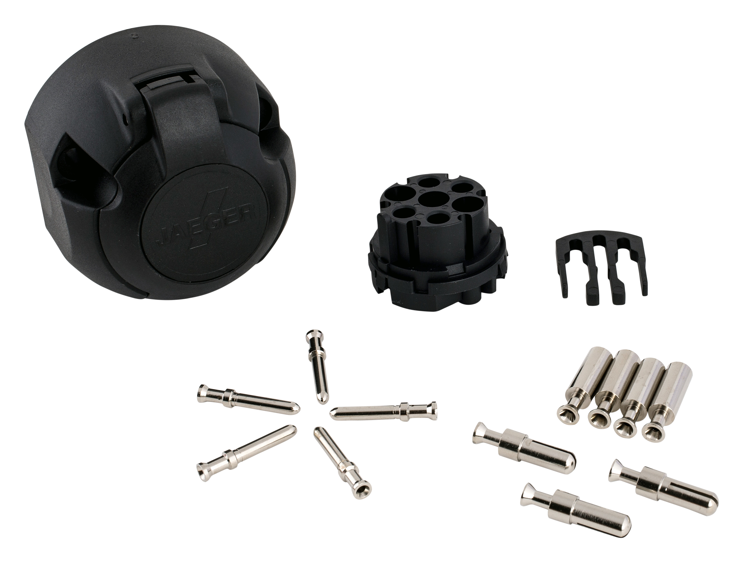 72400023-JAEGER-automotive-Steckdose-12-Volt-7-6-Pol-Multicon-ohne-Mikroschalter Trailer socket 7-pin 12 volt car, Multicon