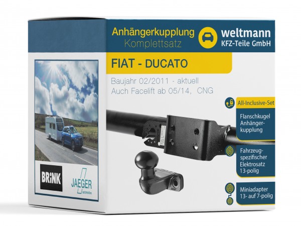 FIAT DUCATO Flanschkugel Anhängerkupplung + 13-poliger Elektrosatz